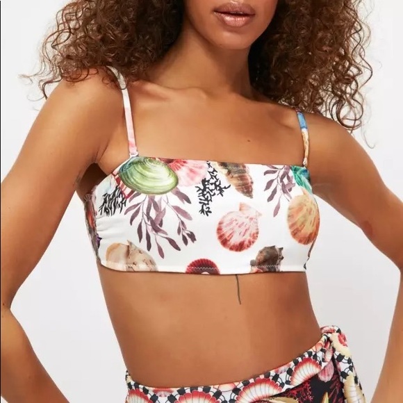 Lux French Costal Sea Shell Bikini With High Waisted Fold Over & Side Ties - Picture 9 of 9